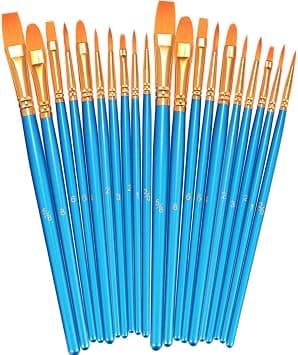 BOSOBO Paint Brushes Set, 2 Pack 20 Pcs Round-Pointed Tip Paintbrushes Nylon Hair Artist Acrylic Paint Brushes for Acrylic Oil Watercolor, Face Nail Art, Miniature Detailing & Rock Painting, Blue - Best Deal Finder