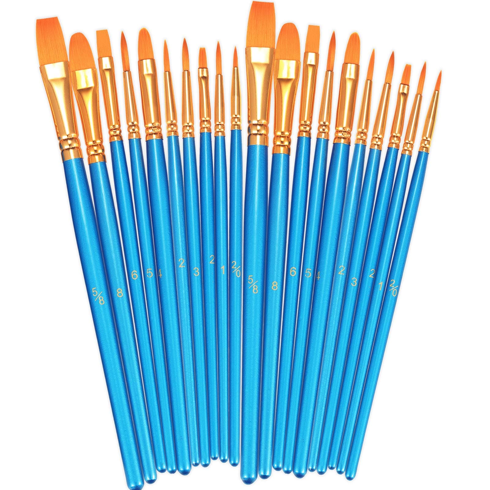 BOSOBO Paint Brushes Set, 2 Pack 20 Pcs Round-Pointed Tip Paintbrushes Nylon Hair Artist Acrylic Paint Brushes for Acrylic Oil Watercolor, Face Nail Art, Miniature Detailing & Rock Painting, Blue on Amazon.ae - Price Tracker