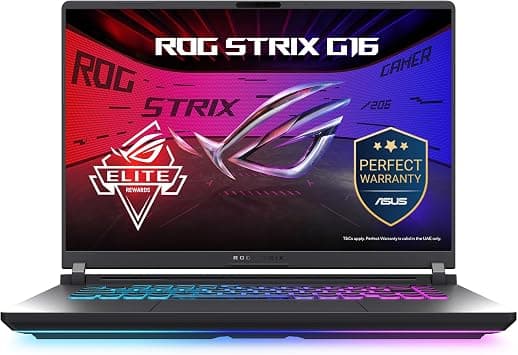 ASUS ROG Strix G16 Gaming Laptop (UAE Version) | 16"FHD+ 165Hz Display, Intel Core Ultra 9 290HX Plus, NVIDIA RTX5080 16GB GDDR7, 32GB RAM, 1TB SSD, Win11 - Eclipse Gray [G615LW-RV323W] على Amazon.ae - متتبع الأسعار
