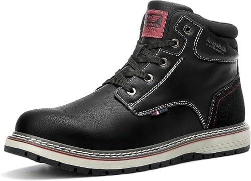 ARRIGO BELLO Mens Winter Boots Snow Casual Booties Warm Fur Mesh Lined Outdoor Non-Slip Trekking Walking Leather Shoes Size 41-46 على Amazon.ae - متتبع الأسعار