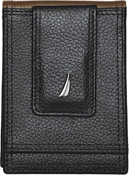Nautica Men's Genuine Leather Front Pocket RFID Wallet (Available in Smooth or Pebble Grain) على Amazon.ae - متتبع الأسعار