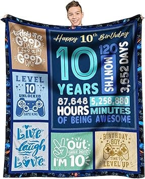 10 Year Old Boy Gift Ideas, Coolest Gifts for 10 Year Old Boys, Boys Age 10 Gift for Birthday, 10th Birthday Decorations for Boy, Best 10 yr Old Boy Birthday Gift Throw Blanket 60 x 50 Inch - Amazon.ae Price Tracker