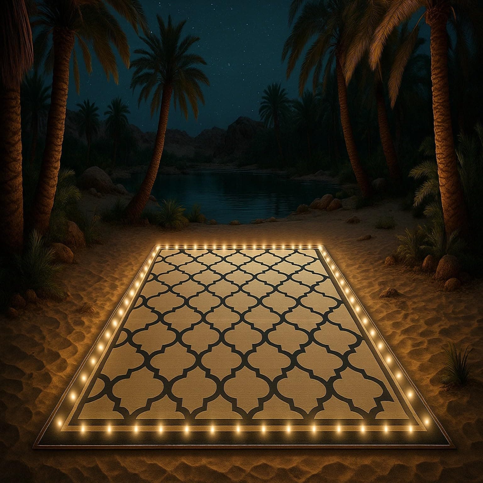 SAJJGLOW Camping Mat with LED Lights – Portable Outdoor Camping Mat with Edge Lighting | Desert, Wadi & Backyard Use | Foldable, Easy-Clean, Battery Operated & Durable (Khaki Cloud, 270x360) on Amazon.ae - Price Tracker