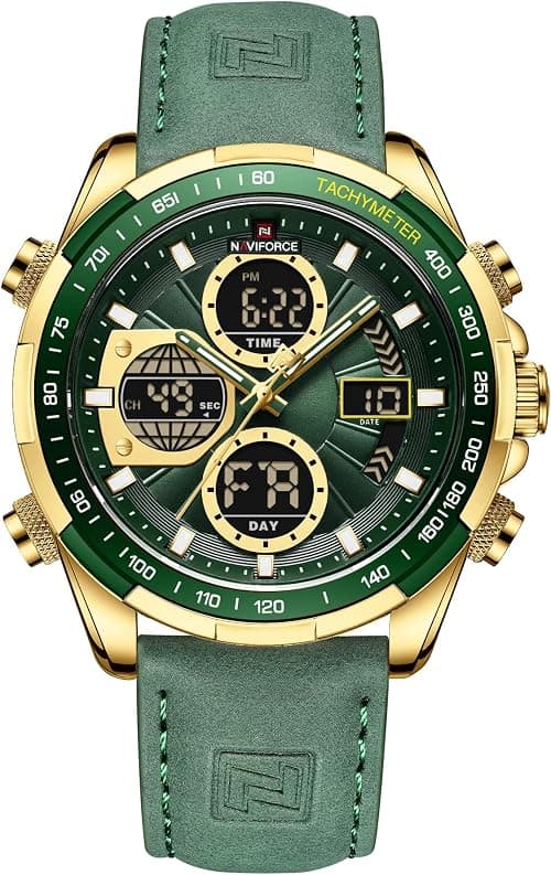 NAVIFORCE Men's Military Digital Watches Analog Quartz Waterproof Watch Sport Multifunctional Leather Wristwatch on Amazon - Best Deal Finder