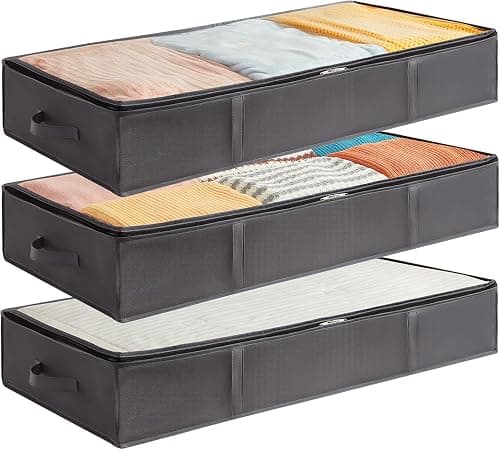 Lifewit 3 Piece Foldable Underbed Storage Box with Lid, 75L Clothes Storage Bag for Uvets, Clothes, Underbed Wardrobe, Grey على Amazon.ae - متتبع الأسعار
