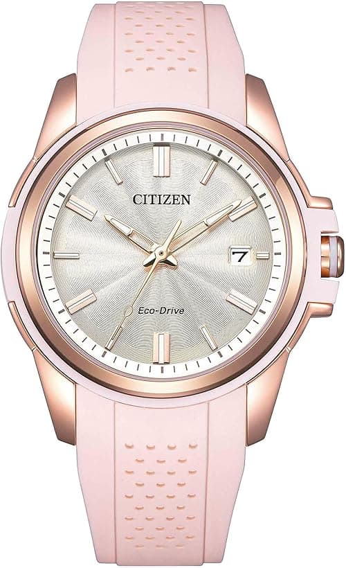 Citizen Women's Eco-Drive Weekender Sport Casual, Rose Gold-Tone Stainless Steel Watch, Pink Silicone Strap, White Dial (Model: FE6138-05B) on Amazon.ae - Price Tracker