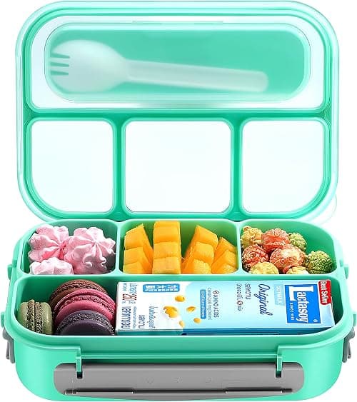Bento Lunch Box 1300ML with Spoon, 4 Compartment Reusable Food Storage Container for Adults & Kids, Ideal for School, Office & Travel, Green on Amazon.ae - Price Tracker