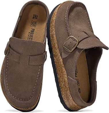 Project Cloud 100% Genuine Leather Moccasin Style Clogs for Women (Carline), Taupe Suede With Gold, 8 | Memory Foam Insole for Comfortability; Non-Slip and Durable Womens Clogs; Lightweight and Water-Resistant Mules for Women on Amazon.ae - Price Tracker
