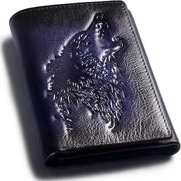 Men's Trifold Wallet,Wolf Wallets For Men Leather,Rfid Blocking,Gifts For Him Husband (blue) on Amazon.ae - Price Tracker