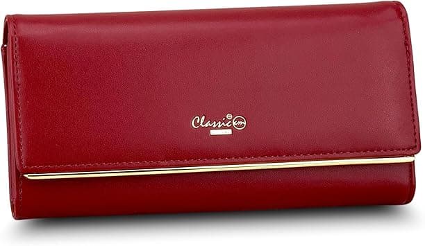Classic Milano Premium Faux Leather Long Wallet for Women with Snap Closure | Ladies Wallet Card Holder Purse | Slim Women's Wallet for Daily Use, Travel, and Gifting (Red [JFL-8-(931-2)]) on Amazon.ae - Price Tracker
