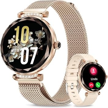 Smart Watches for Women(Answer/Make Call), 1.19" AMOED Smartwatch for Android iPhone,Fitness Tracker with 100+ Sport Modes, IP68 Waterproof, Heart Rate/Sleep/Spo2 Monitor, Activity Tracker Rose Gold - Best Deal Finder
