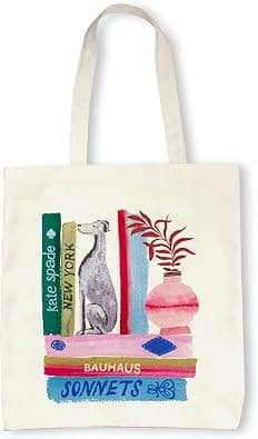 Kate Spade New York Canvas Book Tote, Large Shoulder Bag, Cute Tote for Beach or School - Best Deal Finder