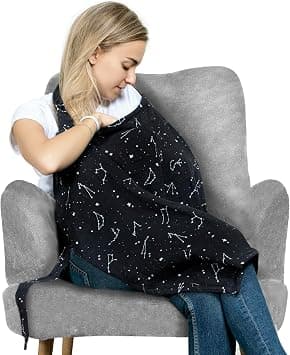 San Francisco Baby Cotton Nursing Cover - Large Breastfeeding Cover with Built-in Burp Cloth & Pocket - Soft, Breathable, Chemical-Free, 360° Coverage, Black Nursing Cover for Breastfeeding on Amazon.ae - Price Tracker