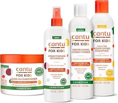 Cantu Care for Kids Haircare Regimen Set with Large Size Shampoo + Conditioner + Detangler + Leave-In Conditioner (Pack of 4) on Amazon.ae - Price Tracker