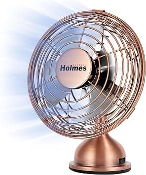 HOLMES 4" Mini Heritage Desk Fan, USB-Powered, Single Speed, 4 Blades, Adjustable 100° Head Tilt, Metal Construction, Ideal for Home, Dorm Rooms, Bedrooms, Office or Travel, Vintage Brushed Copper on Amazon.ae - Price Tracker