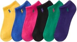 Polo Ralph Lauren womens Performance Cotton Low Cut Socks - 6 Pair Pack - Breathable Mesh & Sport Cushioning - Best Deal Finder