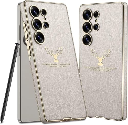S25 Ultra Case, Premium Luxury Genuine Leather Phone Cover for Samsung Galaxy S25 Ultra – Shockproof Protective Slim Fit Case (Titanium Gray, Samsung Galaxy S25 Ultra) على Amazon.ae - متتبع الأسعار