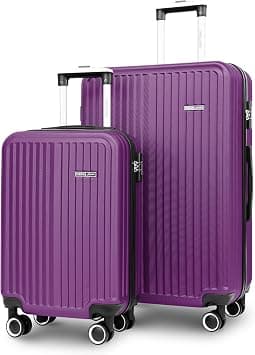 VERTEX Series Set of 2 Luggage | Lightweight Small 10KG & Large 30KG ABS 8 Wheels Trolley Hardsided Travel Suitcase - Purple on Amazon.ae - Price Tracker