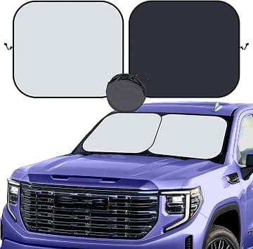 kinder Fluff Windshield Sunshade| Reflective Patented Car Sun Protection - Certified 99% UVR Block - Cool Interior |Foldable 2-Piece Sun Cover | Automotive Accessories for Summer Heat | X-Large Size على Amazon.ae - متتبع الأسعار