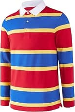 Men's Polo Shirts Long Sleeve Striped Dry Fit Casual Collared Pique Golf Polo Shirts for Mens - Best Deal Finder