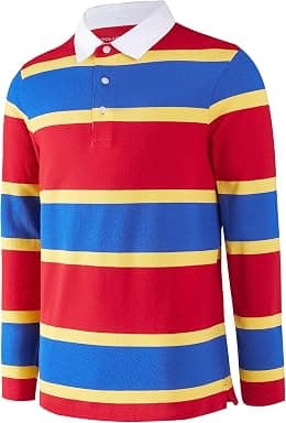 Men's Polo Shirts Long Sleeve Striped Dry Fit Casual Collared Pique Golf Polo Shirts for Mens - Best Deal Finder
