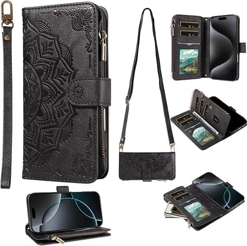 Zipper Crossbody Wallet Wristlet Phone Case for Motorola Moto G67/G77 5G,PU Leather Embossing Mandala Flower Magnetic 9 Card Holders Pocket Cover All-Round Shockproof Bumper on Amazon.ae - Price Tracker