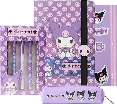 Get Trend Hello Kitty Kuromi Pencil Case Notebook Stickers and Pens Kawaii Stationery Set for School Supplies Office Anime Gifts for Girls (Purple Kuromi) - Amazon.ae Price Tracker