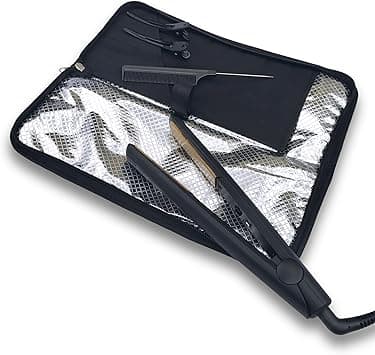 j&m Hair Straightener Mat & Pouch - Heat Resistant - Fits ghd, BaByliss & Larger Flat Irons - Zip-Up All-in-One Compact Travel Case on Amazon.ae - Price Tracker