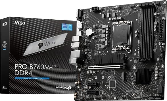 MSI PRO B760M-P DDR4 ProSeries Motherboard, Supports 12th/13th Gen Intel Processors, Micro-ATX, LGA 1700 - Black على Amazon.ae - متتبع الأسعار