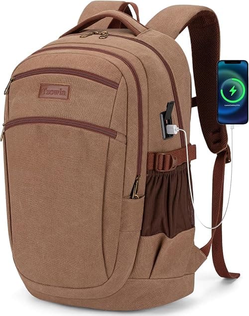 Tzowla Vintage Canvas Laptop Backpack for Men and Women,College Travel Work Rucksack Fit 15.6 Inch Laoptop on Amazon.sa - Price Tracker