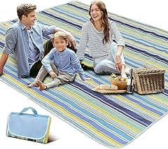 SKY TOUCH Foldable Picnic Blanket Waterproof Beach Blanket Waterproof Picnic Blanket Portable Picnic Mat Portable Beach Mat For Outdoor Camping Family Outdoor Park Garden Blue（145 ×180cm）, Full - Amazon.ae Price Tracker