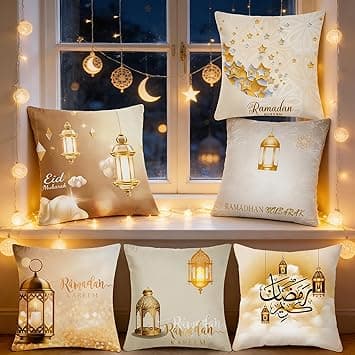 Yoawllty Ramadan Pillow Covers 6 Pcs Ramadan Decorations Eid Cushion Cover Moon Lantern Patterns Home Pillow Case for Sofa Bed Couch - Amazon.ae Price Tracker
