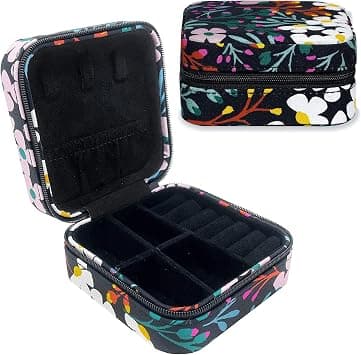Kate Spade New York Black Travel Jewelry Case, Small Jewelry Box to Organize Rings, Necklaces, Earrings, Fall Floral - Best Deal Finder