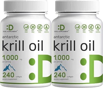 DEAL SUPPLEMENT 2 Pack Antarctic Krill Oil, 1,000mg Per Serving, 480 Softgels – Mercury Free, No Fishy Taste – Rich in Omega-3s, EPA, DHA, Astaxanthin, & Phospholipids – Non-GMO, No Gluten on Amazon - Best Deal Finder