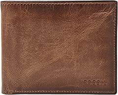 Fossil Men's Derrick RFID-Blocking Leather Bifold Wallet with Flip ID Window for Men - Amazon.ae Price Tracker