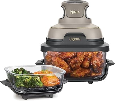 Ninja CRISPi Portable Air Fryer, 3.8L, 4-in-1: Air Fry, Roast, Keep Warm, Recrisp, Space Saving Compact Design, 6 Portions, 2x Removable Glass Containers & Lids, 1700W, Stone Gold FN101UKSTGD on Amazon.ae - Price Tracker
