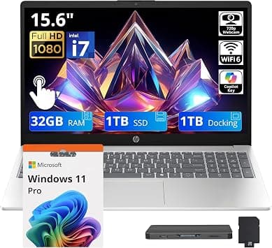 HP 15.6" FHD Touchscreen Business Laptop, Intel i7-1255U, 32GB RAM, 1TB PCIe SSD, Intel Iris Xe Graphics, Num Pad, Webcam, Windows 11 Pro, Natural Silver, 32GB Hotface USB Card on Amazon.ae - Price Tracker