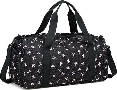 Gym Bag Sports Duffle Bag with Wet Pocket Weekender Overnight Bag with Waterproof Shoe Pouch and Air Hole for Men Women Travel Foldable Bag, Bow Pink-black, 18.1 x 8.7 x 9.1 inches, Gym Bag on Amazon.ae - Price Tracker