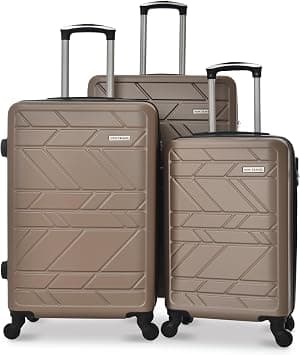 New Travel 4 Wheels Set of 3 Trolley Bags, Hard Case ABS, 360º Wheeling Carry on & Check-in Luggage for Men & Women, Suitcase for Travel, Trolley Bags for Travel, BR1255/3P (Champagne) on Amazon.sa - Price Tracker