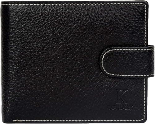 K London Real Leather Black Top Flap Contrast Stitch Premium Quality Men's Loop Wallet-1541_blk on Amazon.ae - Price Tracker
