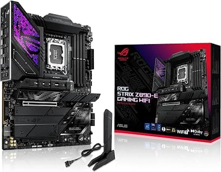لوحة أم روج ستريكس Z890-E بمعالج انتل ATX من اسوس، ومراحل تغذية 18+1+2+2 وفتحة DDR5 ومنفذ PCIe 5.0 ووحدة معالجة الرسومات الجرافيكية و2 فتحة M.7 وواي فاي 7 وأداء عالي السرعة وشبكة ذكاء اصطناعي II - متتبع أسعار Amazon.sa