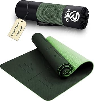 Yoga Mat 6mm with Alignments - Anti-Slip TPE Yoga Mat with Carry Bag - Precision Alignment Lines, Lightweight & Durable for All Fitness & Yoga Exercises - 183 x 61cm (0.6cm Thickness) - Best Deal Finder