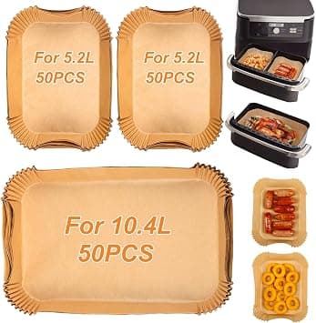 BYKITCHEN Air Fryer Liners for Ninja Foodi Flex Drawer AF500UK 10.4L, 150Pcs Accessories, Large Parchment Paper Liners, Compatible With Duronic 10L & Instant 8.5L on Amazon.ae - Price Tracker