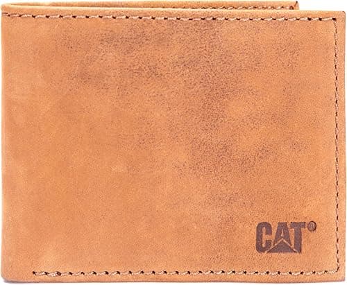 Caterpillar Men's Leather Bifold Wallet with ID Window, Men s Leather Passcase, Tan, One Size on Amazon.ae - Price Tracker