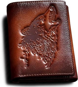 Wolf Personalized Wallet For Men,Trifold Wallets For Men,Rfid Blocking Mens Wallets Leather, For Him Husband, brown, Retro on Amazon.ae - Price Tracker