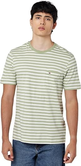 Tommy Hilfiger Mens Ess reg fit stripe p T-Shirts (pack of 1) - Best Deal Finder