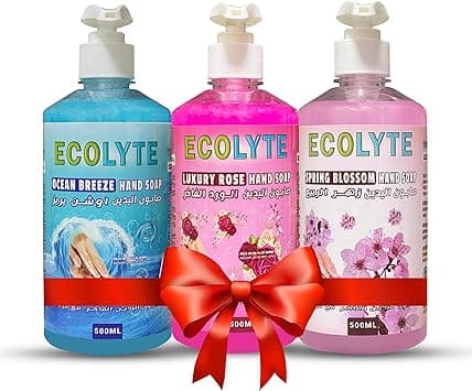 ECOLYTE+ Hand Wash Liquid Soap, Skincare, Effective Germ Protection &amp; Personal Hygiene, Protects Against 100 Illness Germs [2nd Option (Ocean Breeze, Spring Blossom &amp; Luxury Rose) 500ml, Pack of 3] on Amazon.ae - Price Tracker