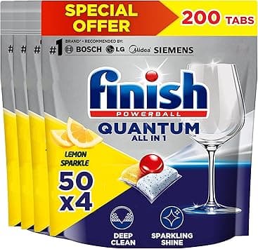 Finish Powerball Quantum Dishwasher Detergent, Lemon Sparkle Scent, 50 Tabs x 4 - Amazon.ae Price Tracker