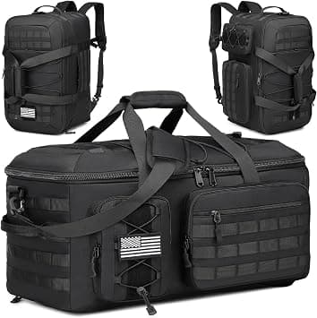 HAMBOLY 50L Gym Bags for Men, 3 in 1 Travel Duffle Bag with Shoe Compartment, Tactical Backpack for Overnight Weekender Deployment, Black, 3 in 1 Tactical Duffle Bag Backpack on Amazon - Best Deal Finder