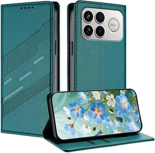 Leather Magnetic Folio Case for Xiaomi Poco F8 Ultra Dark Green على Amazon.ae - متتبع الأسعار